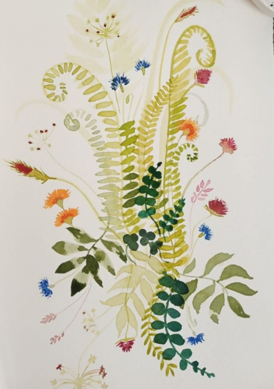 aquarelle fougères artiste lorient