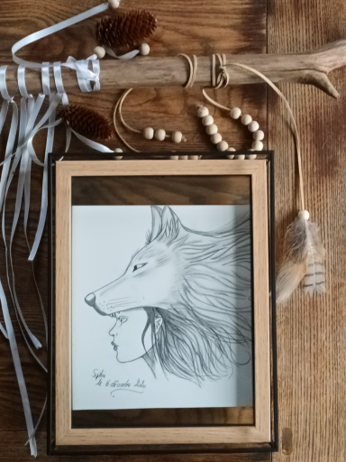 croquis portrait femme shaman loup artiste lorient